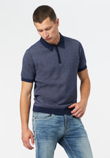 Walbert Men's Short-Sleeve Striped Sweater Polo color WHALE