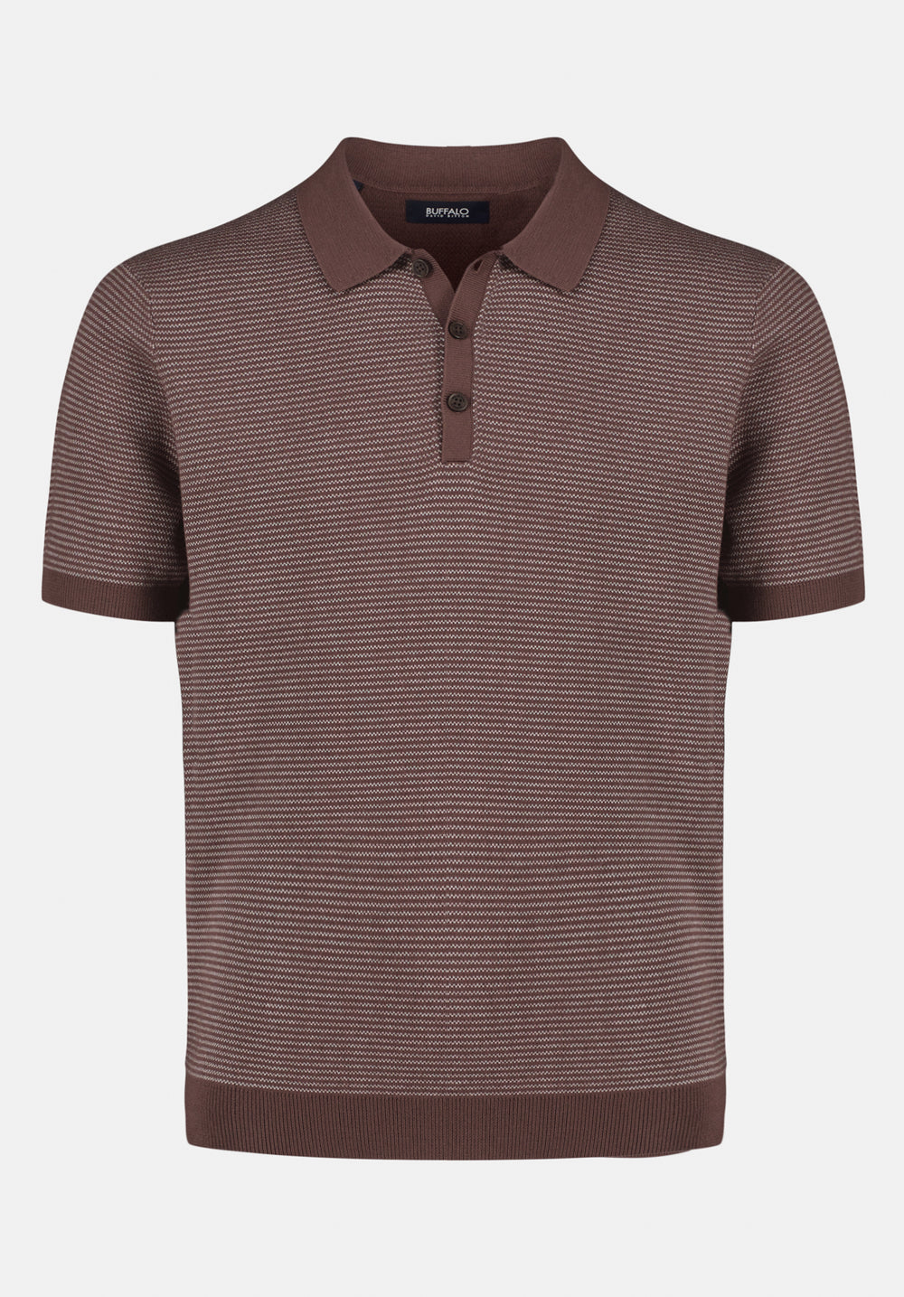 Walbert Men's Short-Sleeve Striped Sweater Polo, CHOCOLATE BROWN