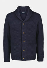 Wendell Men's Textured Shawl Collar Relaxed Cardigan color WHALE