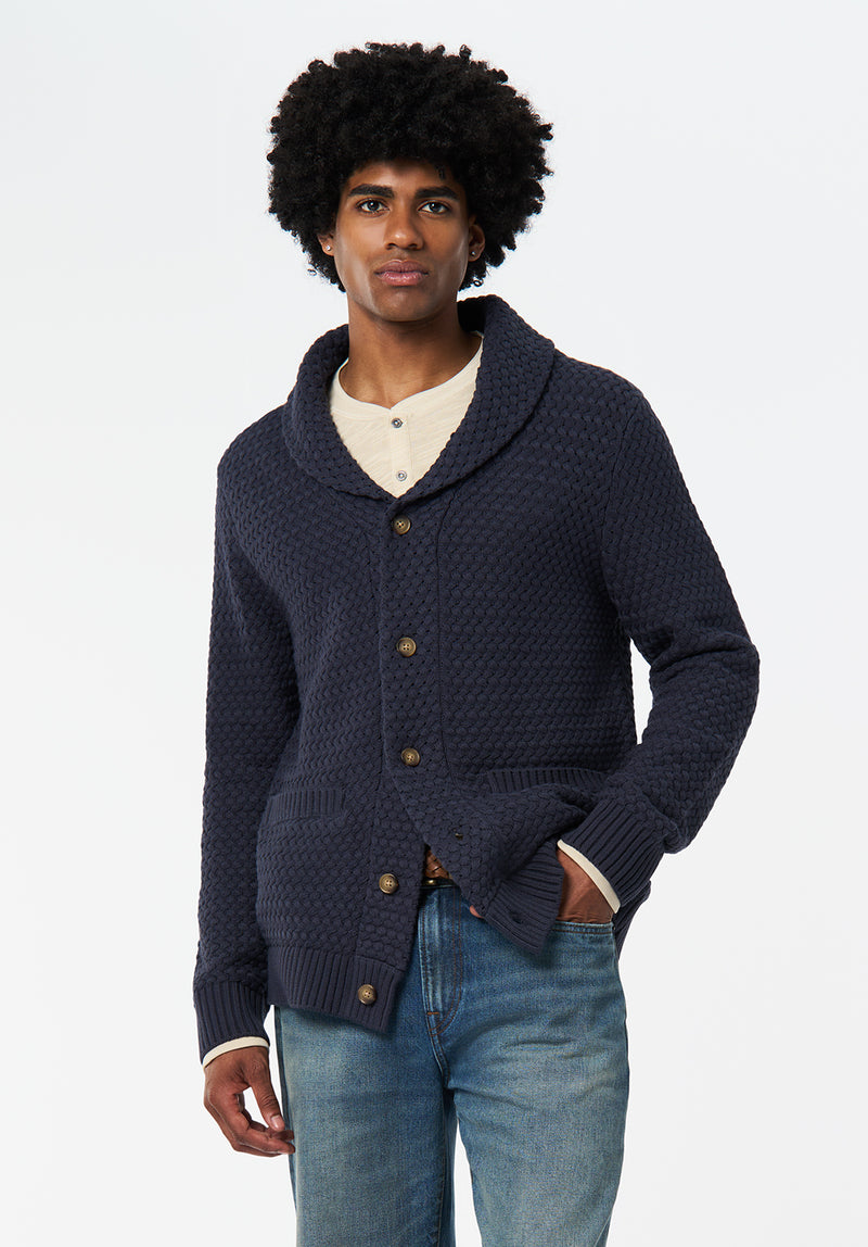 Wendell Men's Textured Shawl Collar Cardigan, Whale – Buffalo Jeans CA