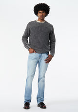 Washy Men's Textured Knit Crewneck Sweater color BLACK