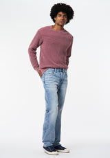 Washy Men's Textured Knit Crewneck Sweater color MAROON BANNER