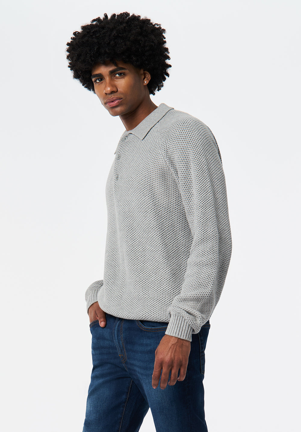 Warren Men's Long Sleeve Sweater Polo, Heather Grey – Buffalo Jeans CA