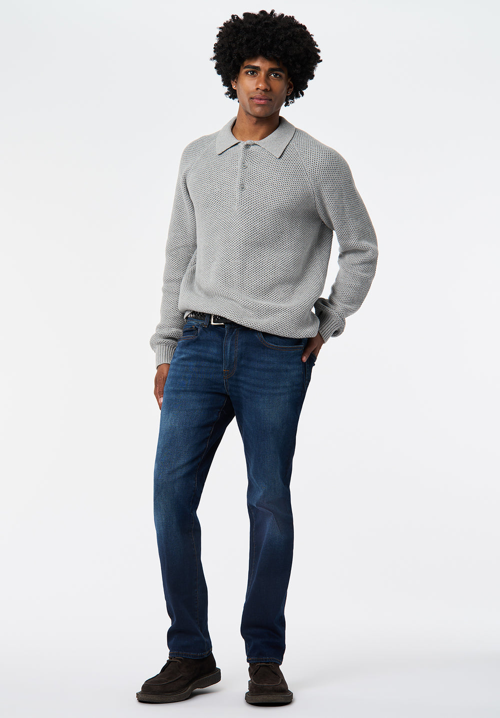 Warren Men's Long Sleeve Sweater Polo, Heather Grey – Buffalo Jeans CA