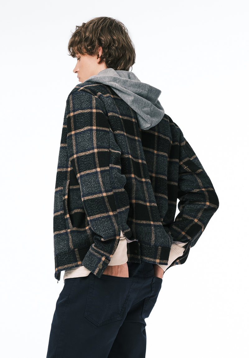 Jude Men's Hooded Plaid Zip Jacket, Charcoal – Buffalo Jeans CA