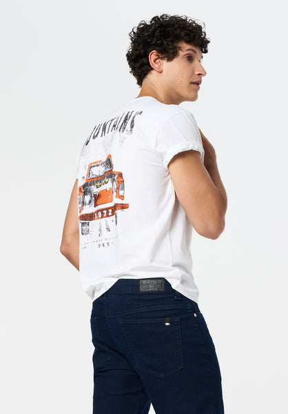 Tobin Men's Graphic T-Shirt with Truck and Beer Print color OPTIC WHITE