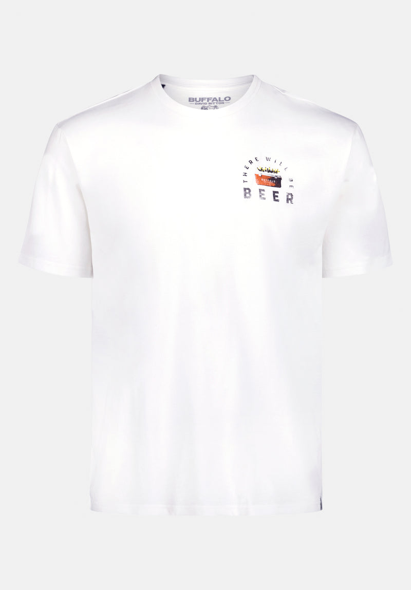 Tobin Men's Graphic T-Shirt with Truck and Beer Print color OPTIC WHITE