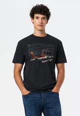 Trystan Men's Graphic T-Shirt with Plains Drifter Print color BLACK