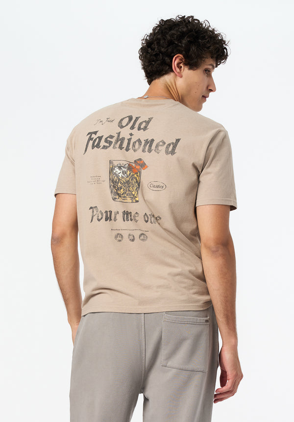 Thayer Men's Graphic T-Shirt with Old Fashioned Cocktail Print color TUFFET