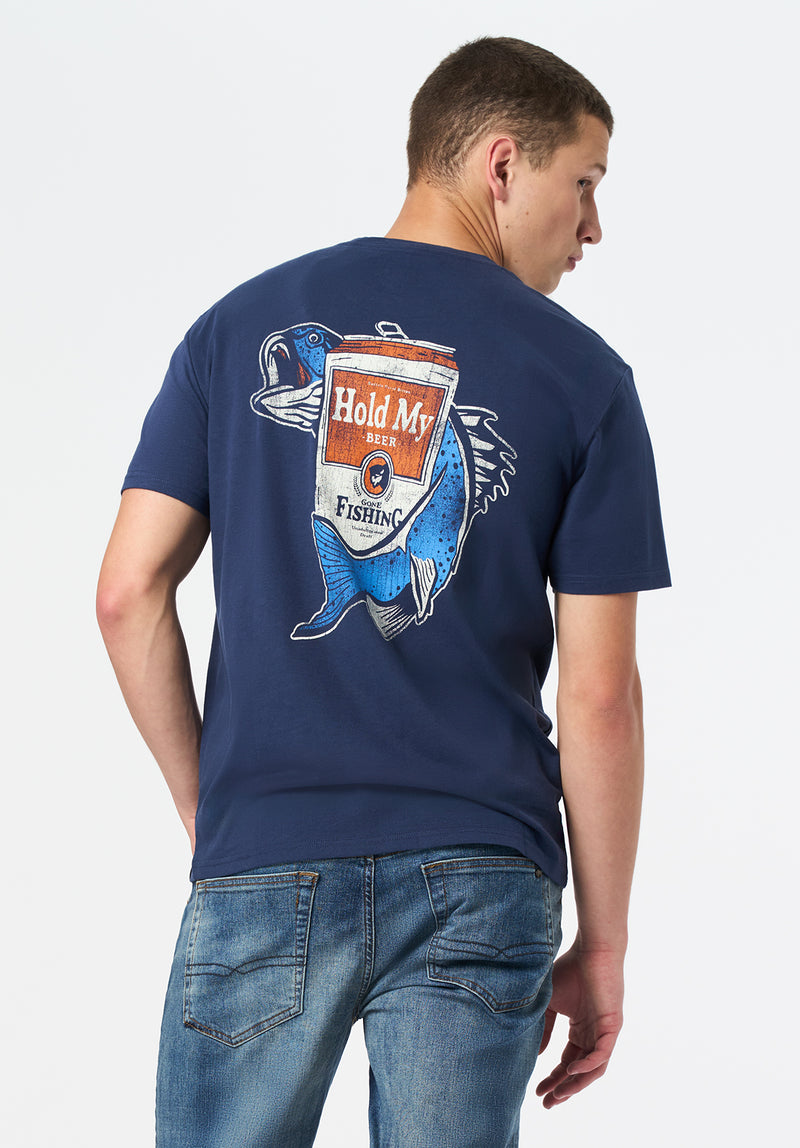 Tiernan Men's Graphic T-Shirt with Beer and Fishing Print color WHALE