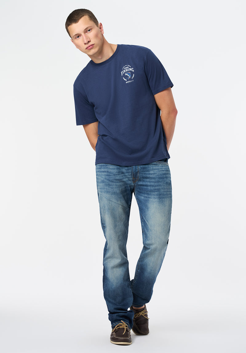 Tiernan Men's Graphic T-Shirt with Beer and Fishing Print color WHALE