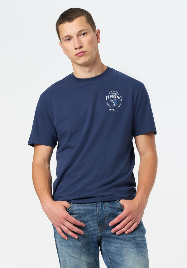 Tiernan Men's Graphic T-Shirt with Beer and Fishing Print color WHALE