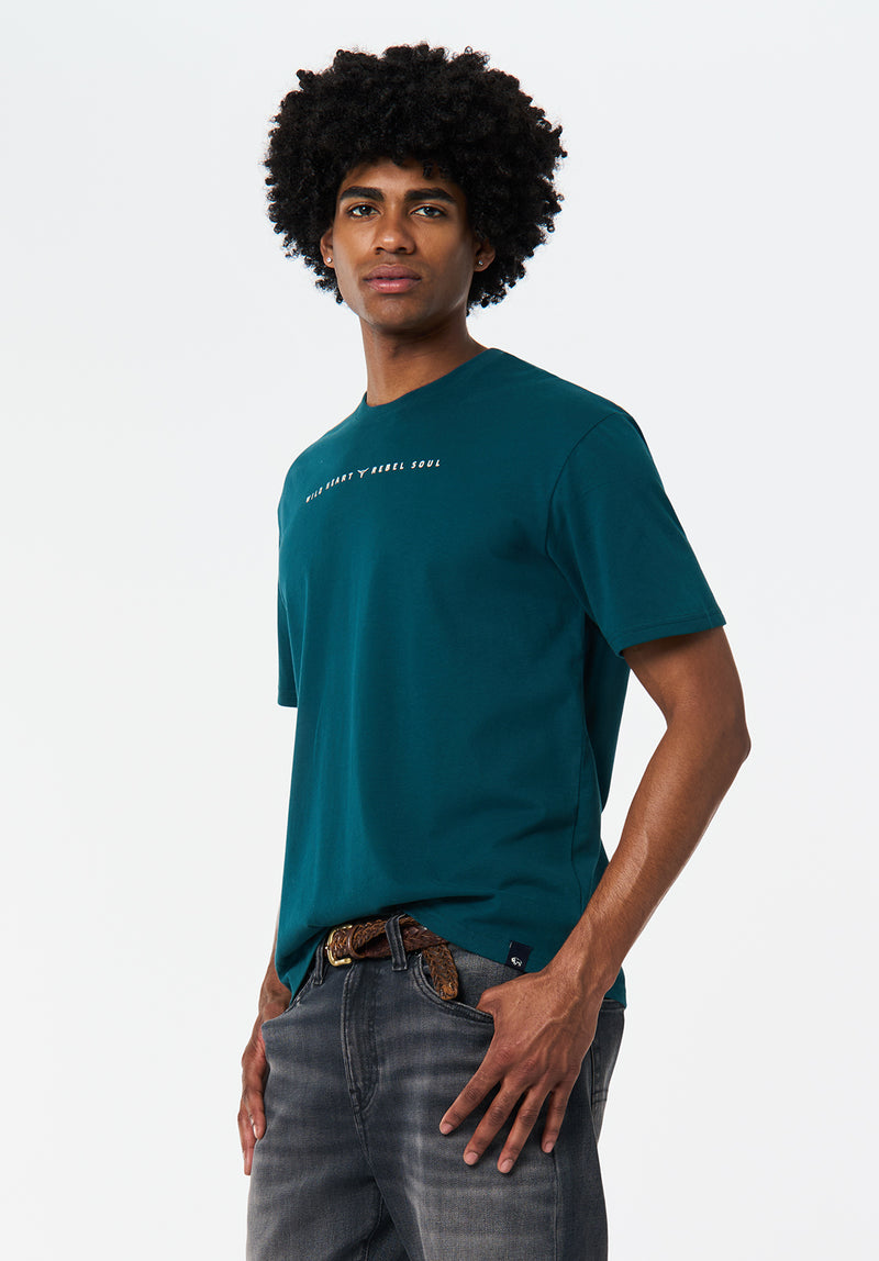 Tilden Men's Graphic T-Shirt with Buffalo and Rebel Soul Print color DEEP TEAL