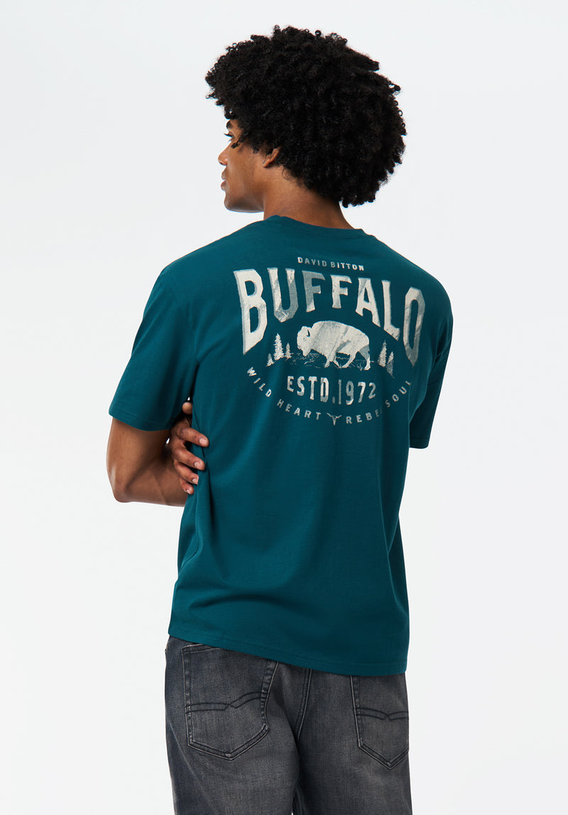 Tilden Men's Graphic T-Shirt with Buffalo and Rebel Soul Print color DEEP TEAL