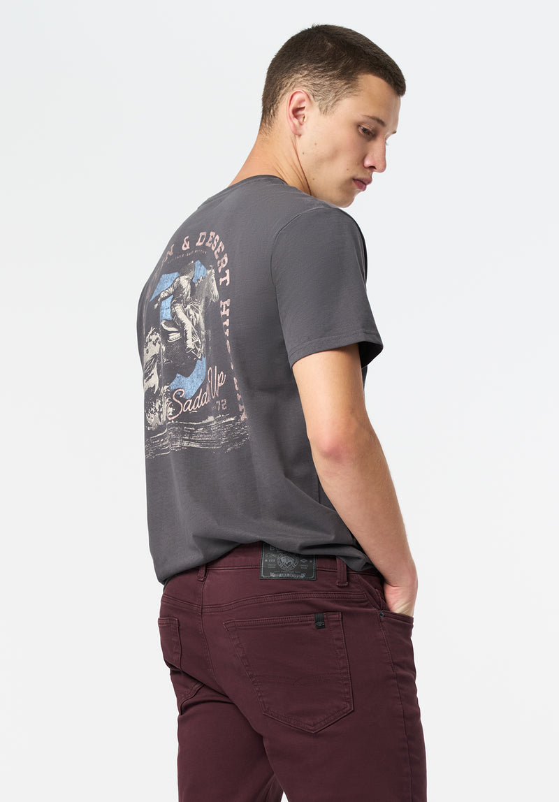 Tavian Men's Graphic T-Shirt with Desert Hustlin Print color GRAY PINSTRIPE