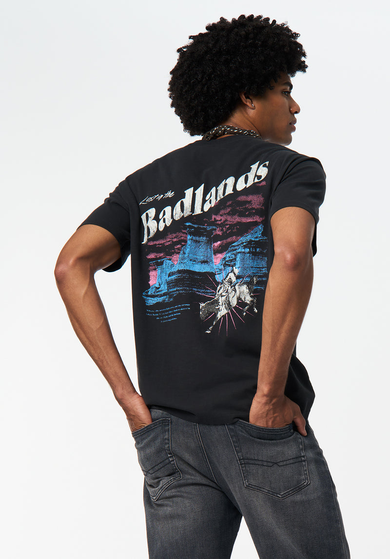Talan Men's Graphic T-Shirt with Badlands Print color BLACK