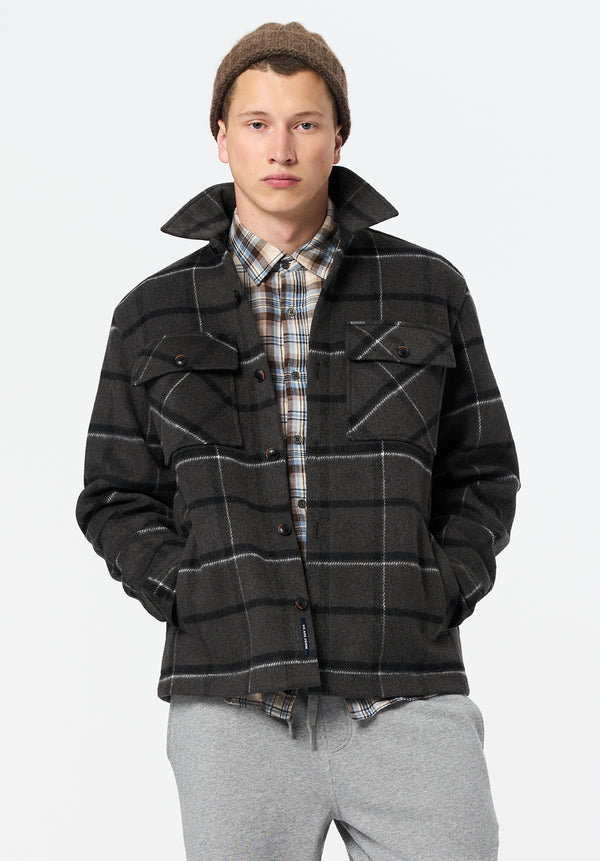 Jace Men's Plaid Shacket color CHARCOAL