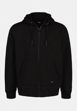 Fasox Men's Relaxed Full-Zip Hooded Jacket with Sherpa Lining color BLACK