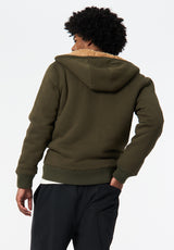 Fasox Men's Relaxed Full-Zip Hooded Jacket with Sherpa Lining color FERN