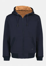 Fasox Men's Relaxed Full-Zip Hooded Jacket with Sherpa Lining color WHALE