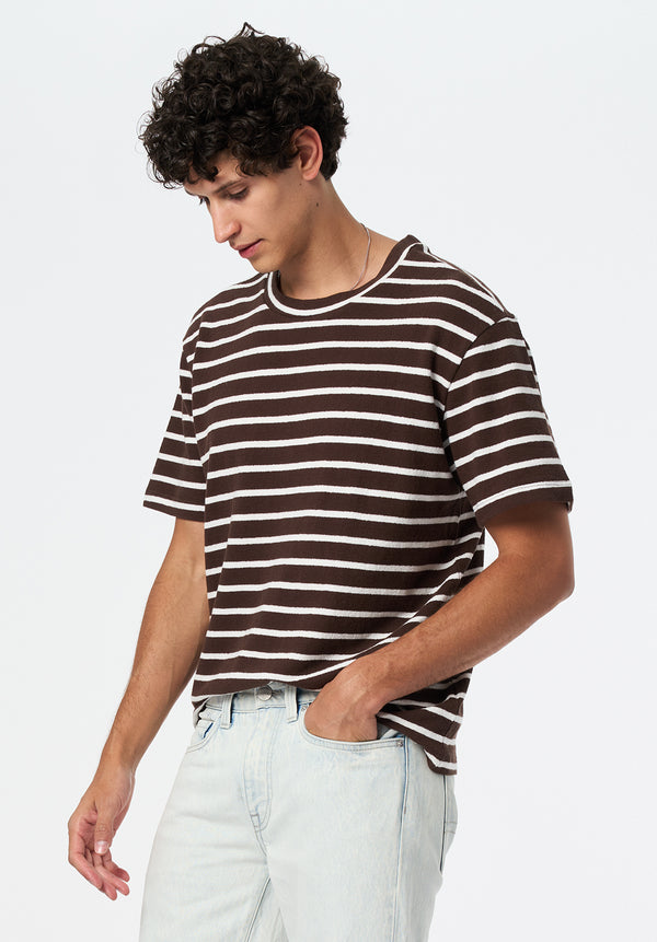 Kosta Men's Short-Sleeve Crewneck Striped Top color MILK