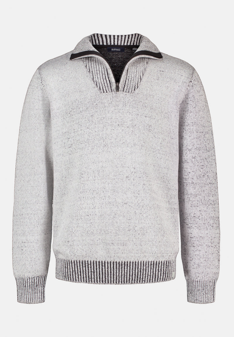 Wello Men's Quarter-Zip Ribbed Knit Sweater color CHARLIE