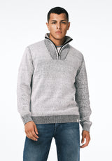 Wello Men's Quarter-Zip Ribbed Knit Sweater color CHARLIE