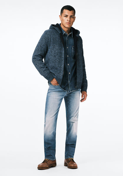 Walmick Men's Full-Zip Knit Hooded Jacket with Sherpa Lining color MIRAGE