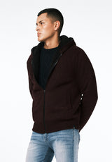 Walmick Men's Full-Zip Knit Hooded Jacket with Sherpa Lining color FICO