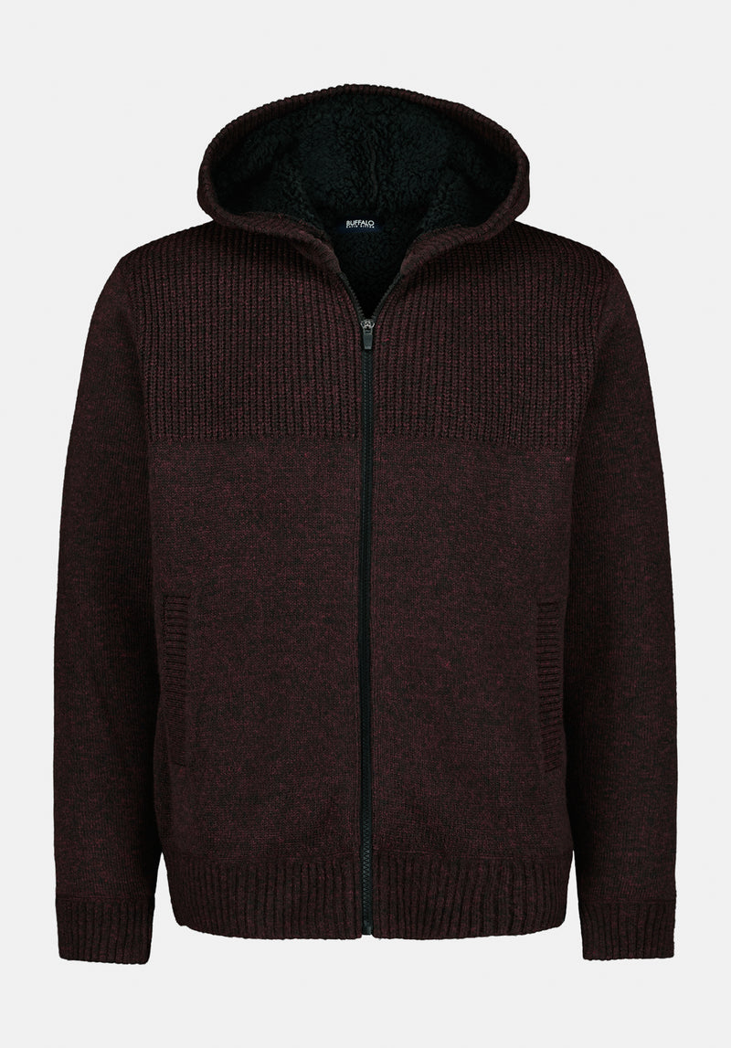 Walmick Men's Full-Zip Knit Hooded Jacket with Sherpa Lining color FICO