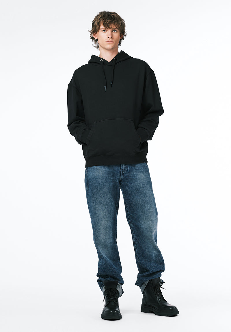Finley Men's Relaxed Hooded Sweatshirt color BLACK