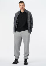 Winlow Men's Relaxed Full-Zip Jacquard Knit Sweater color HEATHER GREY