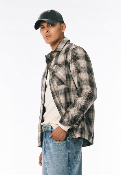 Samuel Chemise à Carreaux pour Homme à Manches Longues, Charbon - BM24753