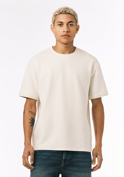 Buffalo David Bitton Kellen Men’s Textured Knit Tee COLOR Milk 