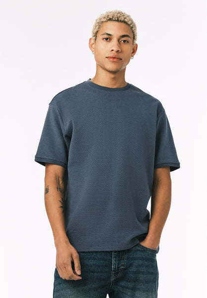Buffalo David Bitton Kellen Men’s Textured Knit Tee COLOR Vintage Indigo 