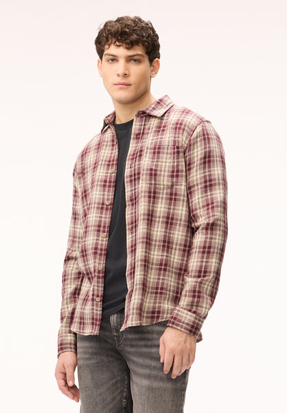 Buffalo David Bitton Saroz Men's Plaid Long Sleeve Shirt, Decadent Chocolate 
