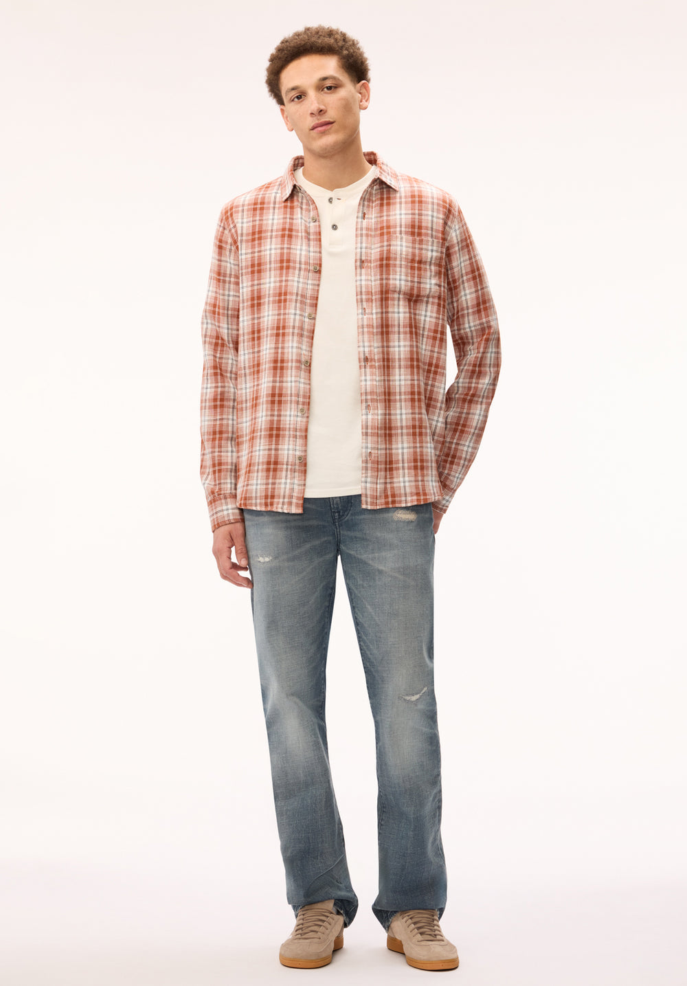Saroz Men's Long Sleeve Plaid Shirt, Coconut Shell – Buffalo Jeans CA