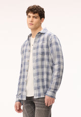 Buffalo David Bitton Saroz Men's Plaid Long Sleeve Shirt, Vintage Indigo 