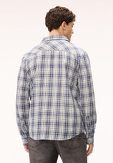 Buffalo David Bitton Saroz Men's Plaid Long Sleeve Shirt, Vintage Indigo 
