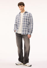 Buffalo David Bitton Saroz Men's Plaid Long Sleeve Shirt, Vintage Indigo 