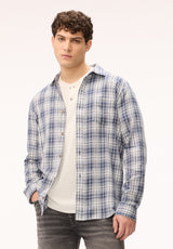Buffalo David Bitton Saroz Men's Plaid Long Sleeve Shirt, Vintage Indigo 