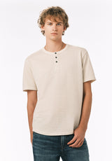 Buffalo David Bitton Kehlani Men’s Striped Short Sleeve Henley COLOR Milk 