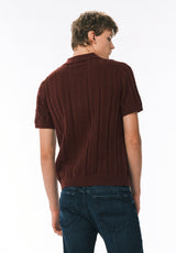 Wasko Chemise Pull Boutonnée à Manches Courtes pour Homme, Chocolat - BM24766