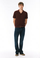 Wasko Chemise Pull Boutonnée à Manches Courtes pour Homme, Chocolat - BM24766