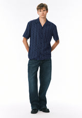 Sandro Chemise de Camp Imprimée à Manches Courtes pour Homme, Baleine - BM24768