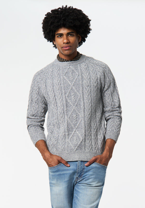 Walder Men's Relaxed Cable Knit Sweater color CHARLIE