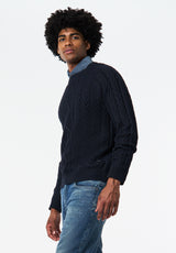 Walder Men's Relaxed Cable Knit Sweater color WHALE