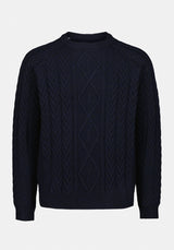 Walder Men's Relaxed Cable Knit Sweater color WHALE