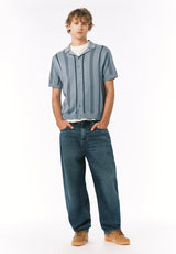 Buffalo David Bitton Waldir Men’s Short Sleeve Sweater Shirt COLOR Faded Denim 