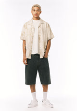 Buffalo David Bitton Sandro Men’s Printed Short Sleeve Camp Shirt COLOR Boulder 